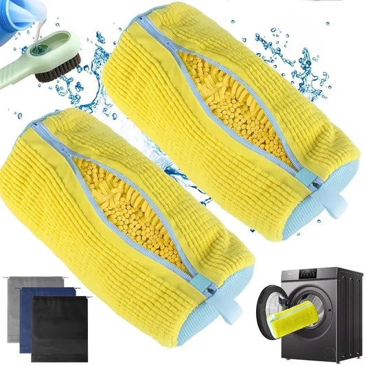 1/2/4PCS Shoe Washing Machine Bag with Liquid Shoe Brush Set Durable Laundry Shoe Bag and Soft Bristle Clean Brush for All Shoes