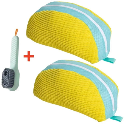 1/2/4PCS Shoe Washing Machine Bag with Liquid Shoe Brush Set Durable Laundry Shoe Bag and Soft Bristle Clean Brush for All Shoes