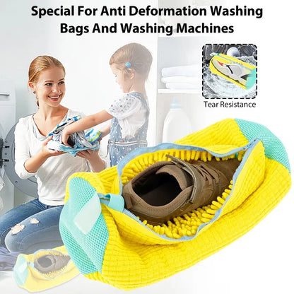 1/2/4PCS Shoe Washing Machine Bag with Liquid Shoe Brush Set Durable Laundry Shoe Bag and Soft Bristle Clean Brush for All Shoes