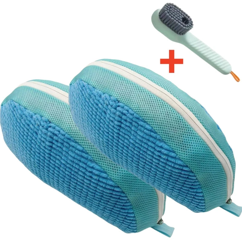 1/2/4PCS Shoe Washing Machine Bag with Liquid Shoe Brush Set Durable Laundry Shoe Bag and Soft Bristle Clean Brush for All Shoes