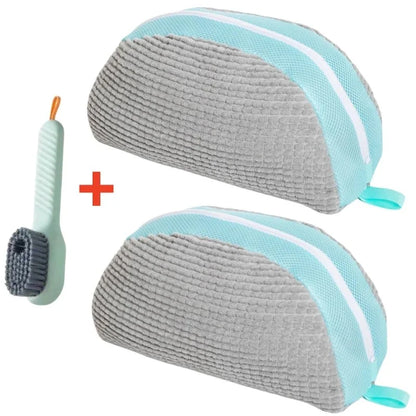 1/2/4PCS Shoe Washing Machine Bag with Liquid Shoe Brush Set Durable Laundry Shoe Bag and Soft Bristle Clean Brush for All Shoes
